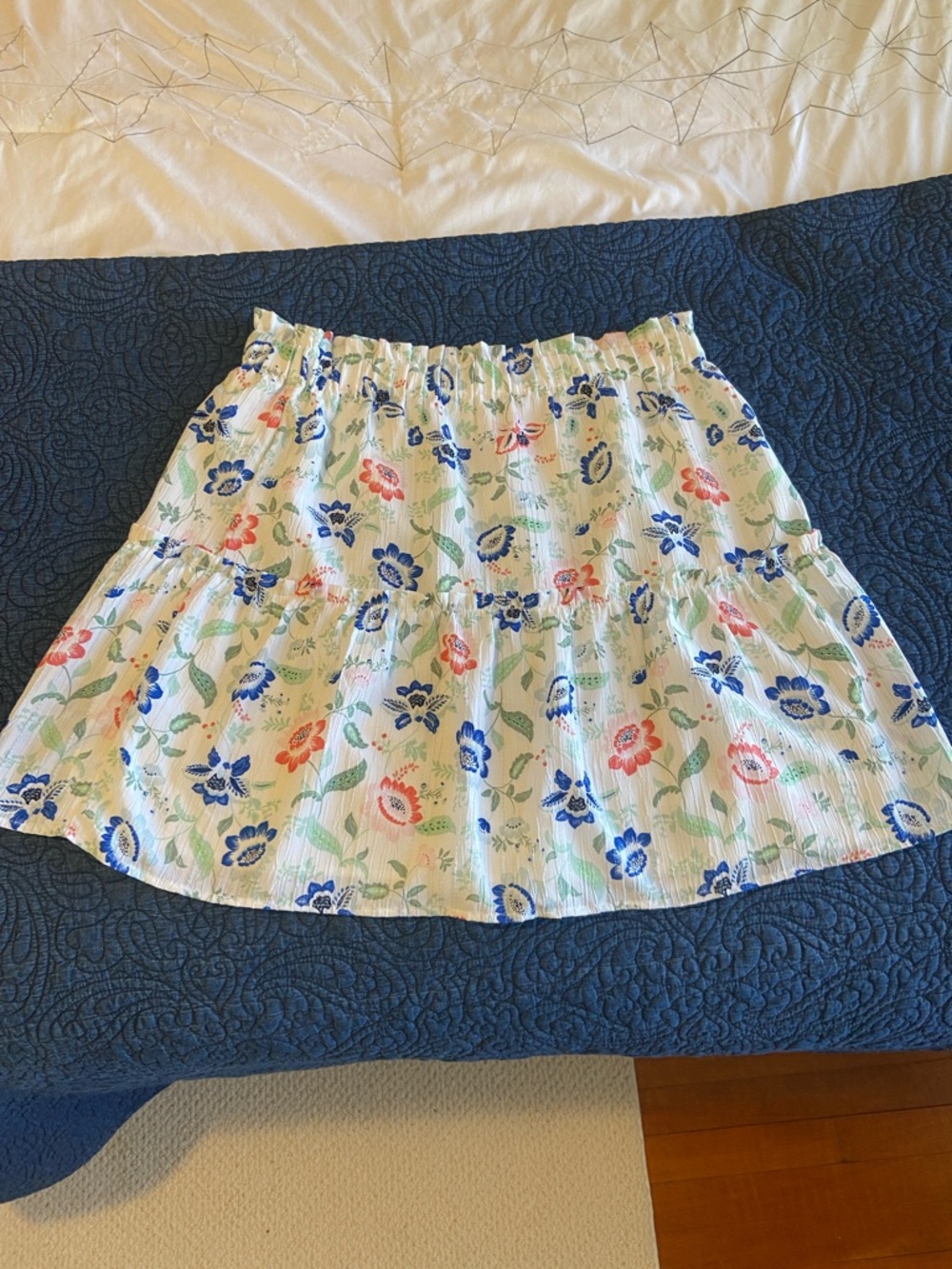 LOFT Outlet White Floral Tiered Skirt
